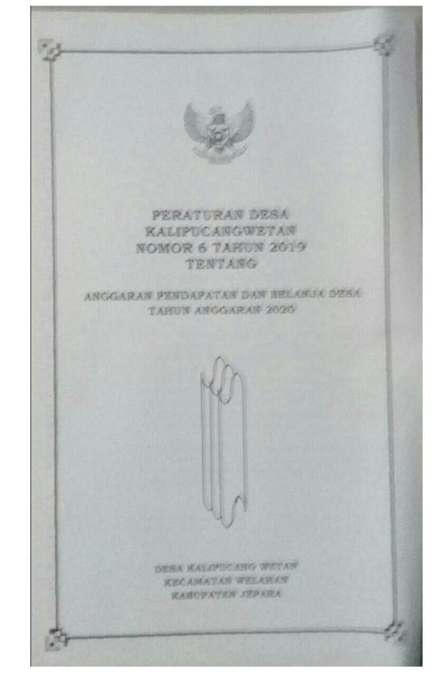 PERATURAN DESA NO. 6 TAHUN 2019 TENTANG APBDes TAHUN ANGGARAN 2020